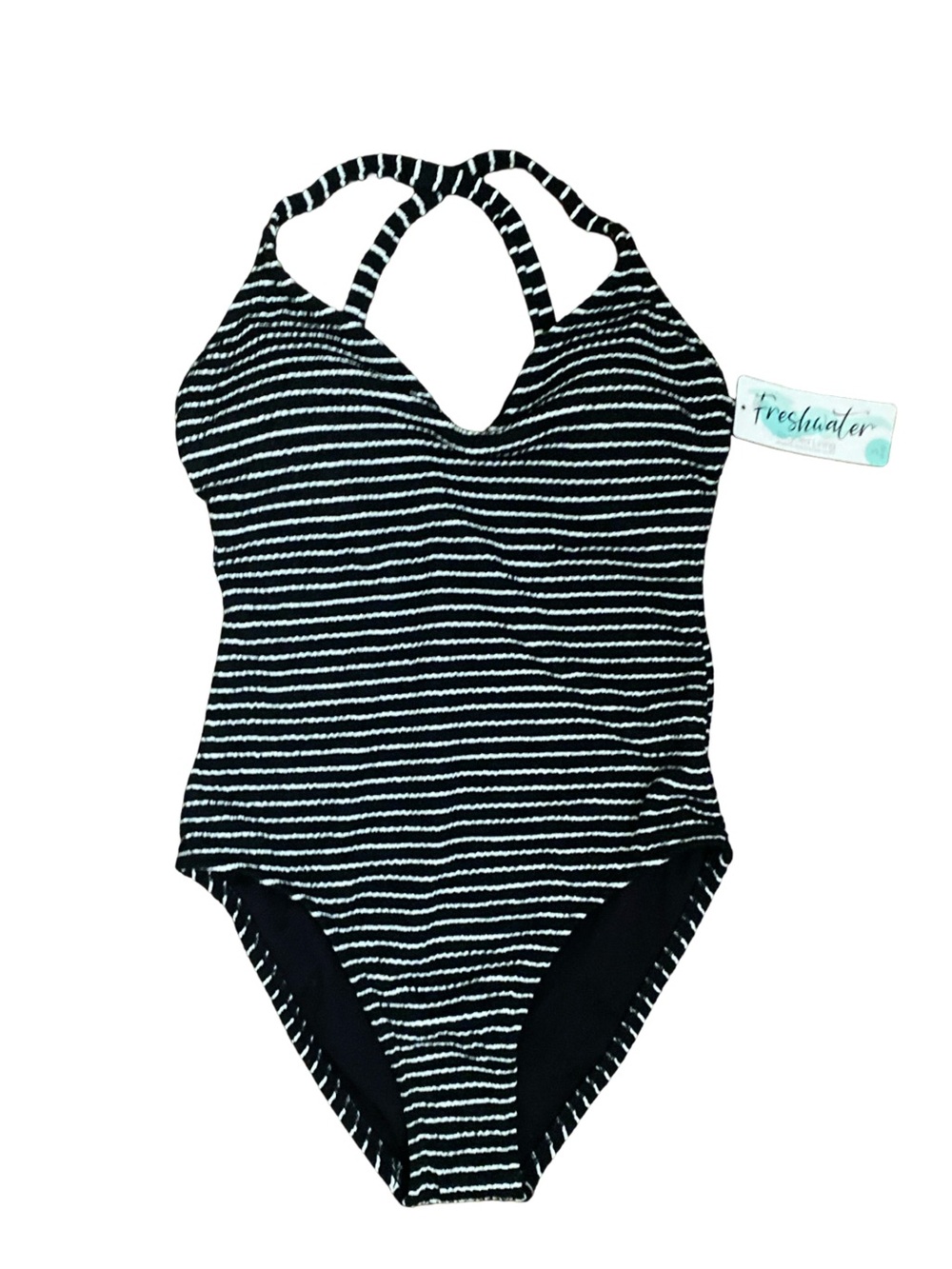 Freshwater Black & White Striped One-Piece Swimsuit -S